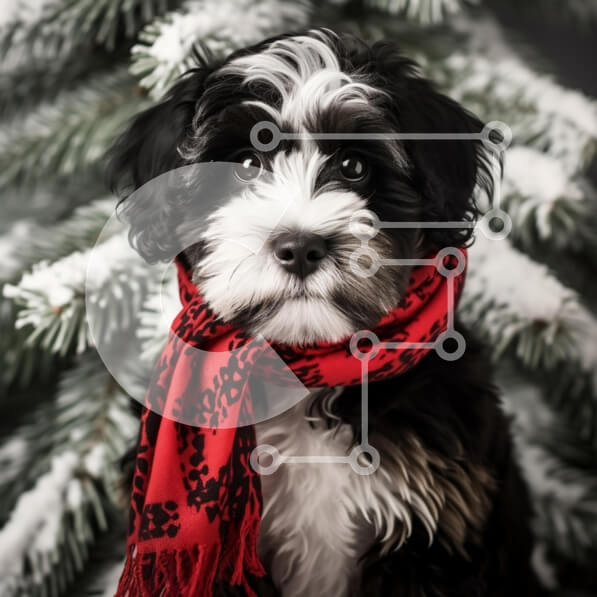 Intra Συλλεκτικό Ξύλινο Παζλ Plywood  4mm - Εορταστικό σκυλί σε χειμερινό σκηνικό Σε Ξύλινο Κουτί - Διαστάσεις: 10x10 cm – 25 κομμάτια