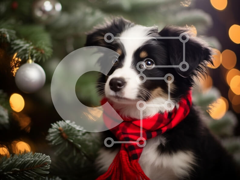 Σετ των 2 Intra Συλλεκτικό Ξύλινο Παζλ Plywood  4mm - Εορταστικό κουτάβι από το χριστουγεννιάτικο δέντρο Σε Ξύλινο Κουτί - Διαστάσεις: 10x10 cm – 25 κομμάτια