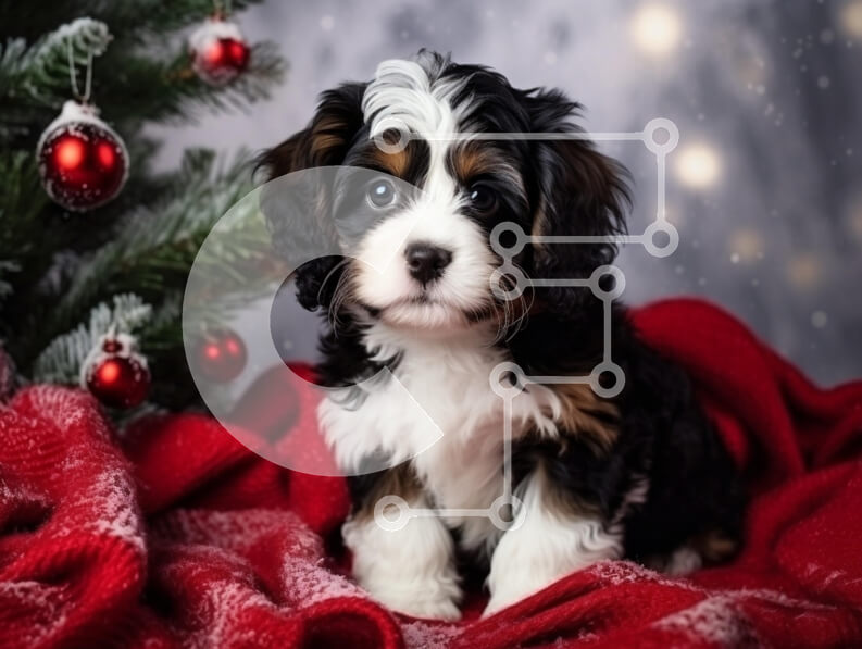 Σετ των 2 Intra Συλλεκτικό Ξύλινο Παζλ Plywood  4mm - Αξιολάτρευτο κουτάβι από το χριστουγεννιάτικο δέντρο Σε Ξύλινο Κουτί - Διαστάσεις: 10x10 cm – 25 κομμάτια