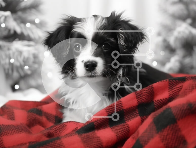 Σετ των 2 Intra Συλλεκτικό Ξύλινο Παζλ Plywood  4mm - Κουτάβι σε μια κόκκινη καρό κουβέρτα Σε Ξύλινο Κουτί - Διαστάσεις: 10x10 cm – 25 κομμάτια