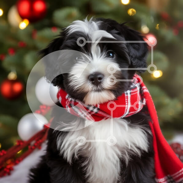 Intra Συλλεκτικό Ξύλινο Παζλ Plywood  4mm - Εορταστικό κουτάβι με χριστουγεννιάτικο κασκόλ Σε Ξύλινο Κουτί - Διαστάσεις: 10x10 cm – 25 κομμάτια