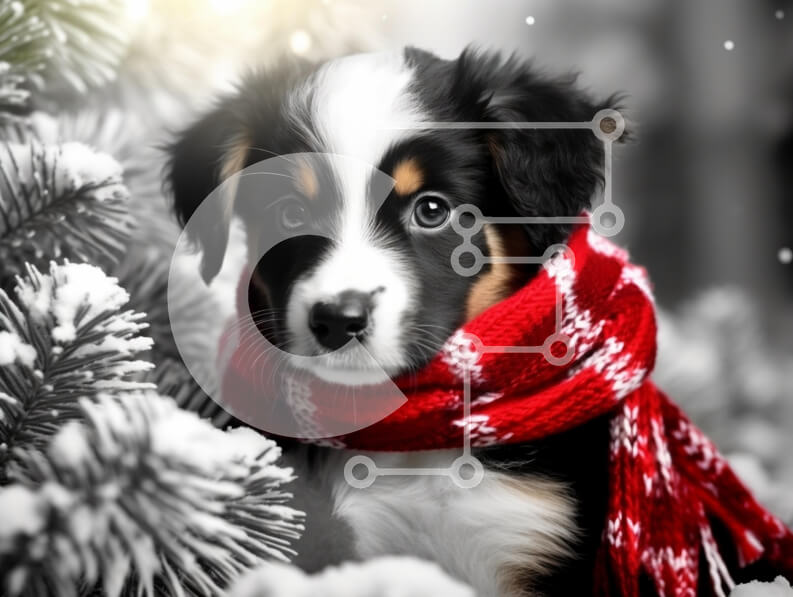 Σετ των 2 Intra Συλλεκτικό Ξύλινο Παζλ Plywood  4mm - Κουτάβι σε μια χειμερινή χώρα των θαυμάτων Σε Ξύλινο Κουτί - Διαστάσεις: 10x10 cm – 25 κομμάτια