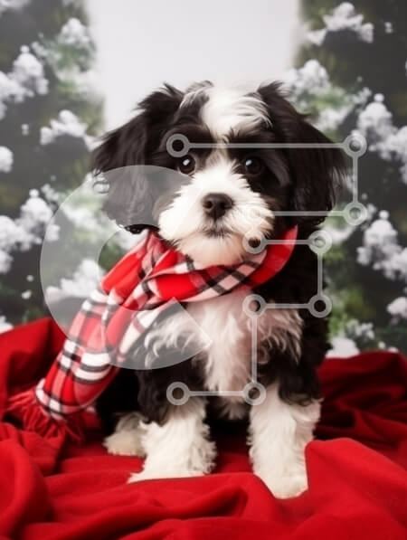 Σετ των 2 Intra Συλλεκτικό Ξύλινο Παζλ Plywood  4mm - Κουτάβι με κασκόλ με χιονισμένο φόντο Σε Ξύλινο Κουτί - Διαστάσεις: 10x10 cm – 25 κομμάτια