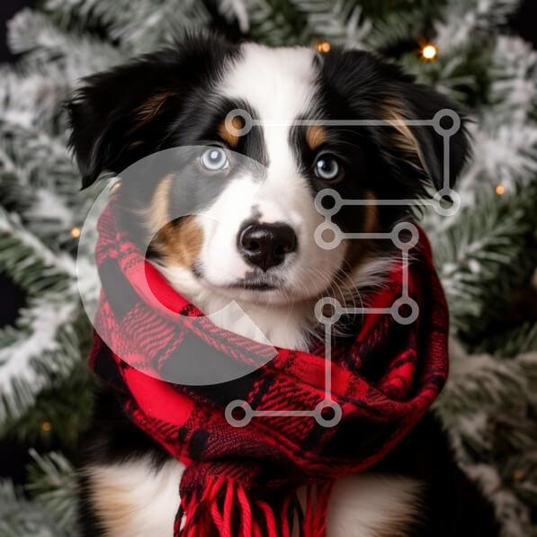 Intra Συλλεκτικό Ξύλινο Παζλ Plywood  4mm - Γιορτινό σκυλάκι με καρό κασκόλ Σε Ξύλινο Κουτί - Διαστάσεις: 10x10 cm – 25 κομμάτια