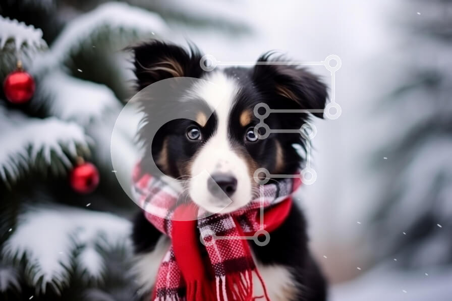 Σετ των 2 Intra Συλλεκτικό Ξύλινο Παζλ Plywood  4mm - Σκύλος στη Χώρα των Θαυμάτων του Χειμώνα με Κασκόλ Σε Ξύλινο Κουτί - Διαστάσεις: 10x10 cm – 25 κομμάτια