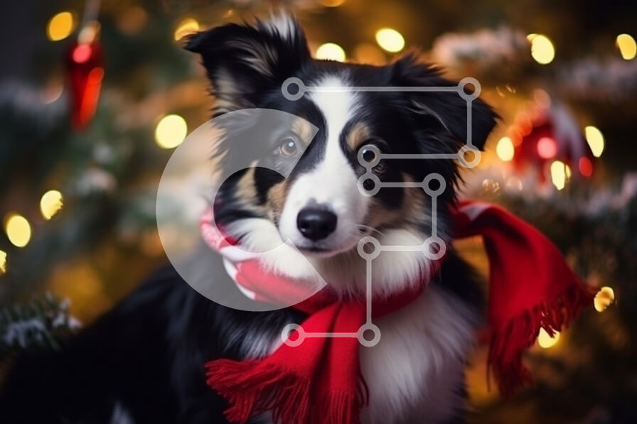 Σετ των 2 Intra Συλλεκτικό Ξύλινο Παζλ Plywood  4mm - Εορταστικό σκυλί με το χριστουγεννιάτικο δέντρο Σε Ξύλινο Κουτί - Διαστάσεις: 10x10 cm – 25 κομμάτια