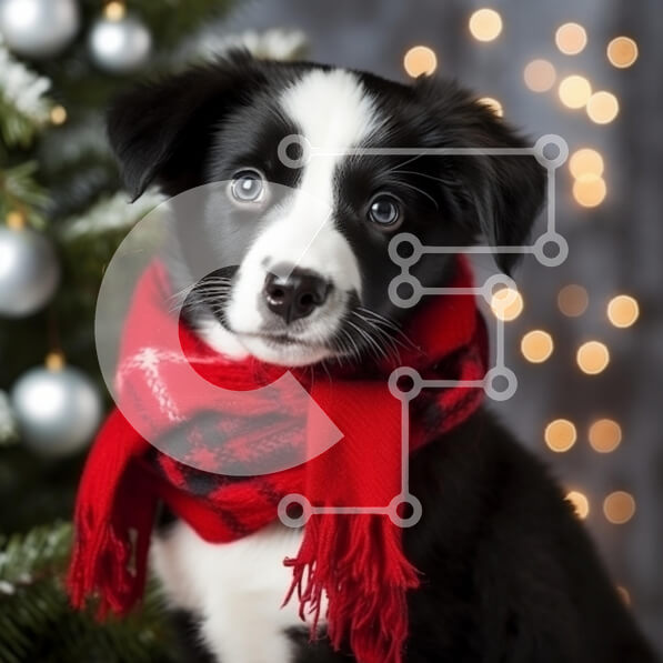 Intra Συλλεκτικό Ξύλινο Παζλ Plywood  4mm - Χαριτωμένο κουτάβι με κόκκινο φουλάρι για τις διακοπές Σε Ξύλινο Κουτί - Διαστάσεις: 10x10 cm – 25 κομμάτια