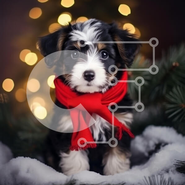 Intra Συλλεκτικό Ξύλινο Παζλ Plywood  4mm - Κουτάβι με κόκκινο κασκόλ σε χιονισμένο περιβάλλον Σε Ξύλινο Κουτί - Διαστάσεις: 10x10 cm – 25 κομμάτια