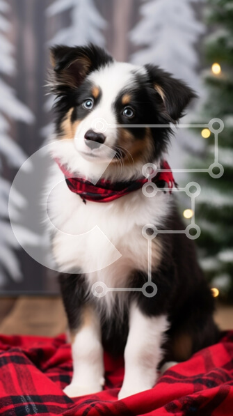 Σετ των 2 Intra Συλλεκτικό Ξύλινο Παζλ Plywood  4mm - Αξιολάτρευτο κουτάβι σε εορταστικό σκηνικό με καρό κουβέρτα Σε Ξύλινο Κουτί - Διαστάσεις: 10x10 cm – 25 κομμάτια