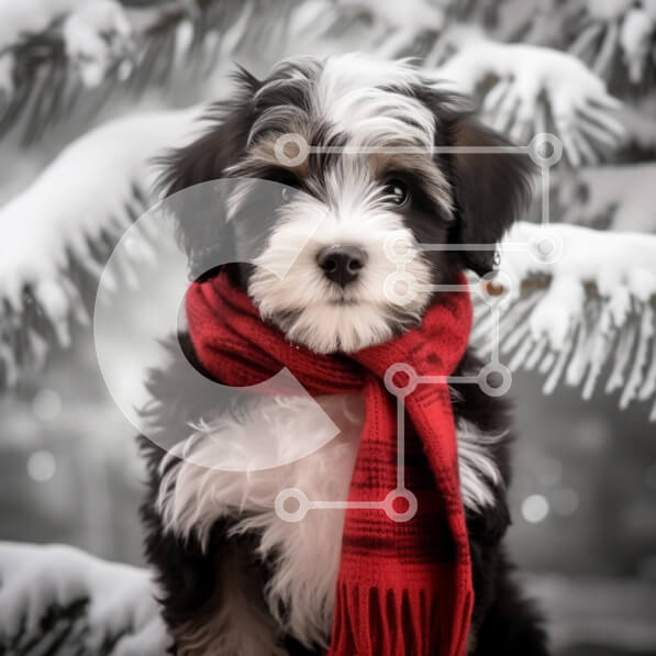 Intra Συλλεκτικό Ξύλινο Παζλ Plywood  4mm - Αξιολάτρευτο κουτάβι το χειμώνα με κόκκινο φουλάρι Σε Ξύλινο Κουτί - Διαστάσεις: 10x10 cm – 25 κομμάτια