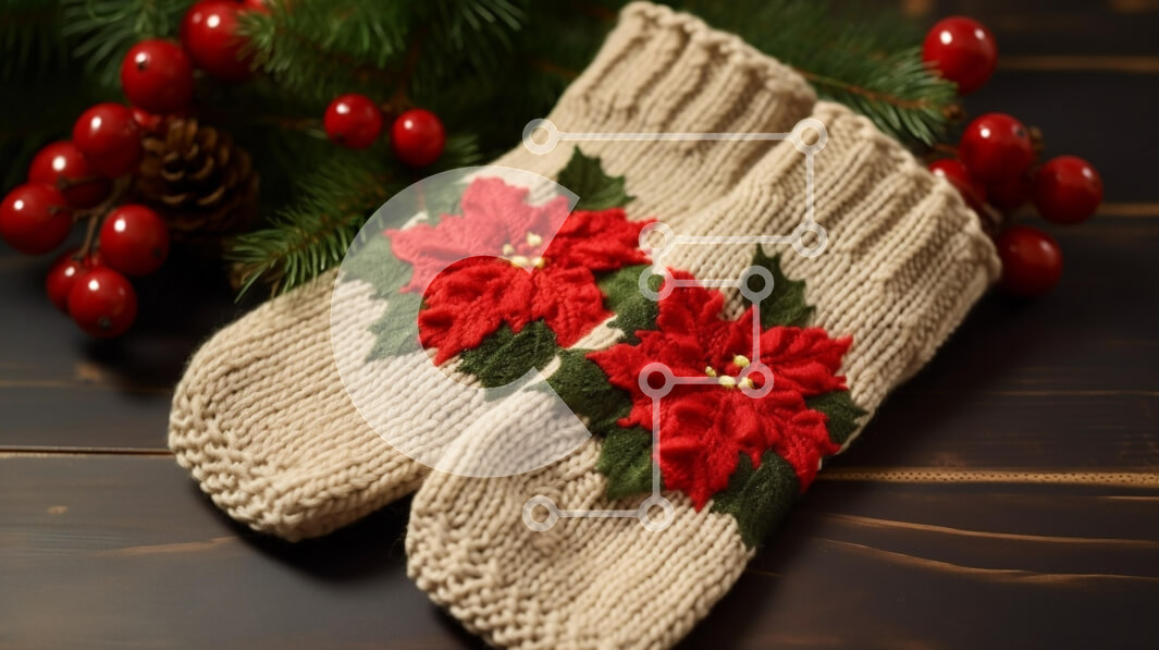 Intra Συλλεκτικό Ξύλινο Παζλ Plywood  4mm - Γιορτινά πλεκτά γάντια με αλεξανδρινά Σε Ξύλινο Κουτί - Διαστάσεις: 10x10 cm – 25 κομμάτια