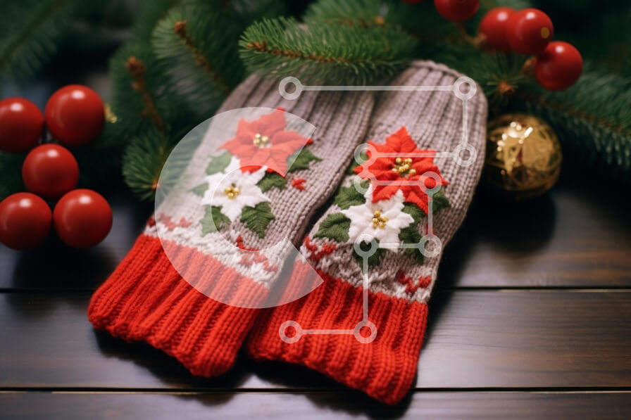 Intra Συλλεκτικό Ξύλινο Παζλ Plywood  4mm - Γιορτινά στολισμένα γάντια με γιορτινά στολίδια Σε Ξύλινο Κουτί - Διαστάσεις: 10x10 cm – 25 κομμάτια