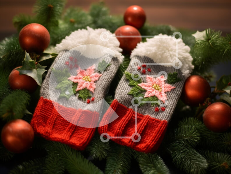 Intra Συλλεκτικό Ξύλινο Παζλ Plywood  4mm - Γιορτινά πλεκτά γάντια με στολίδια Σε Ξύλινο Κουτί - Διαστάσεις: 10x10 cm – 25 κομμάτια