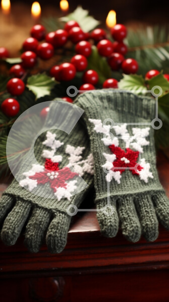 Intra Συλλεκτικό Ξύλινο Παζλ Plywood  4mm - Γιορτινά πλεκτά γάντια για τις χειμερινές διακοπές Σε Ξύλινο Κουτί - Διαστάσεις: 10x10 cm – 25 κομμάτια