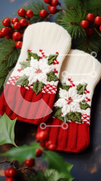 Intra Συλλεκτικό Ξύλινο Παζλ Plywood  4mm - Γιορτινά γάντια με γιορτινά στολίδια Σε Ξύλινο Κουτί - Διαστάσεις: 10x10 cm – 25 κομμάτια