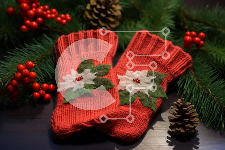 Intra Συλλεκτικό Ξύλινο Παζλ Plywood  4mm - Χειροποίητα γιορτινά γάντια με διακοσμητικά αειθαλή Σε Ξύλινο Κουτί - Διαστάσεις: 10x10 cm – 25 κομμάτια