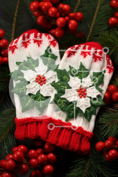 Intra Συλλεκτικό Ξύλινο Παζλ Plywood  4mm - Γιορτινά γάντια με πουρνάρι και μούρα Σε Ξύλινο Κουτί - Διαστάσεις: 10x10 cm – 25 κομμάτια