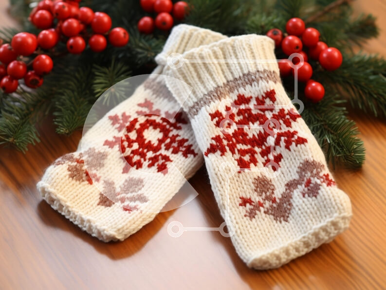 Intra Συλλεκτικό Ξύλινο Παζλ Plywood  4mm - Πλεκτά γάντια με εορταστική διακόσμηση Σε Ξύλινο Κουτί - Διαστάσεις: 10x10 cm – 25 κομμάτια