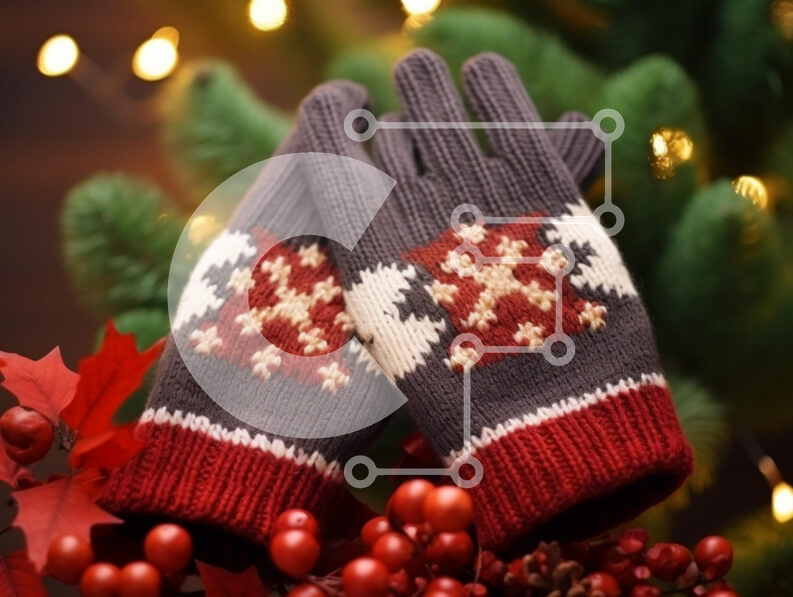 Intra Συλλεκτικό Ξύλινο Παζλ Plywood  4mm - Γιορτινά πλεκτά γάντια κατά των γιορτινών διακοσμήσεων Σε Ξύλινο Κουτί - Διαστάσεις: 10x10 cm – 25 κομμάτια