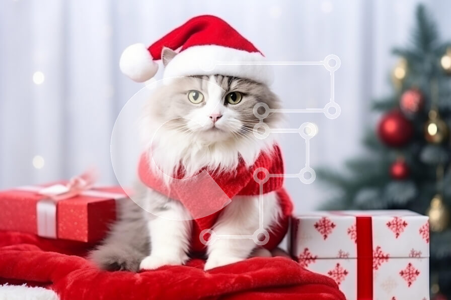 Σετ των 2 Intra Συλλεκτικό Ξύλινο Παζλ Plywood  4mm - Γιορτινή γάτα με χριστουγεννιάτικη ενδυμασία Σε Ξύλινο Κουτί - Διαστάσεις: 10x10 cm – 25 κομμάτια