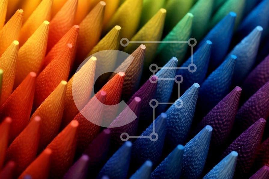 Intra Συλλεκτικό Ξύλινο Παζλ Plywood  4mm - Πολύχρωμα μολύβια διατεταγμένα σε γεωμετρικό σχέδιο - εικόνα από κοντά Σε Ξύλινο Κουτί - Διαστάσεις: 10x10 cm – 25 κομμάτια