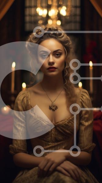 Intra Συλλεκτικό Ξύλινο Παζλ Plywood  4mm - Πανέμορφη γυναίκα με χρυσό φόρεμα με αναμμένα κεριά Σε Ξύλινο Κουτί - Διαστάσεις Puzzle: 10x10 cm – 25 κομμάτια