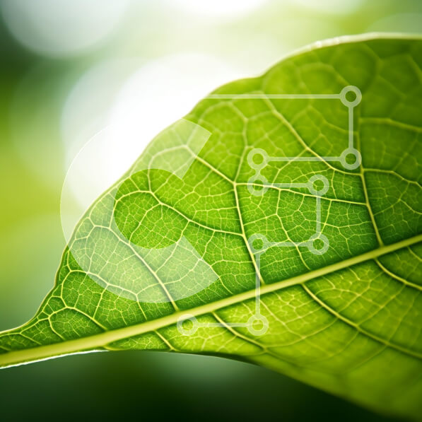 Intra Συλλεκτικό Ξύλινο Παζλ Plywood  4mm - Κοντινό πλάνο ενός πράσινου φύλλου με περίπλοκα μοτίβα φλεβών Σε Ξύλινο Κουτί - Διαστάσεις: 10x10 cm – 25 κομμάτια