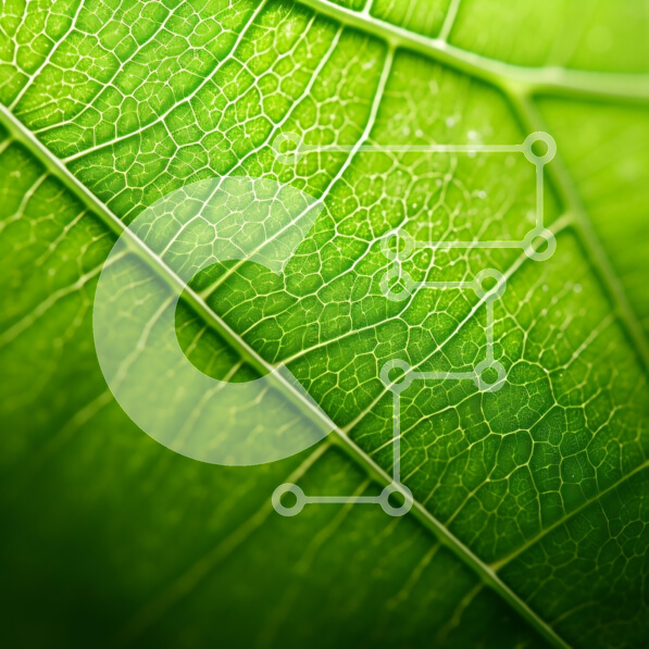 Intra Συλλεκτικό Ξύλινο Παζλ Plywood  4mm - Κοντινό πλάνο ενός πράσινου φύλλου με περίπλοκες φλέβες Σε Ξύλινο Κουτί - Διαστάσεις: 10x10 cm – 25 κομμάτια