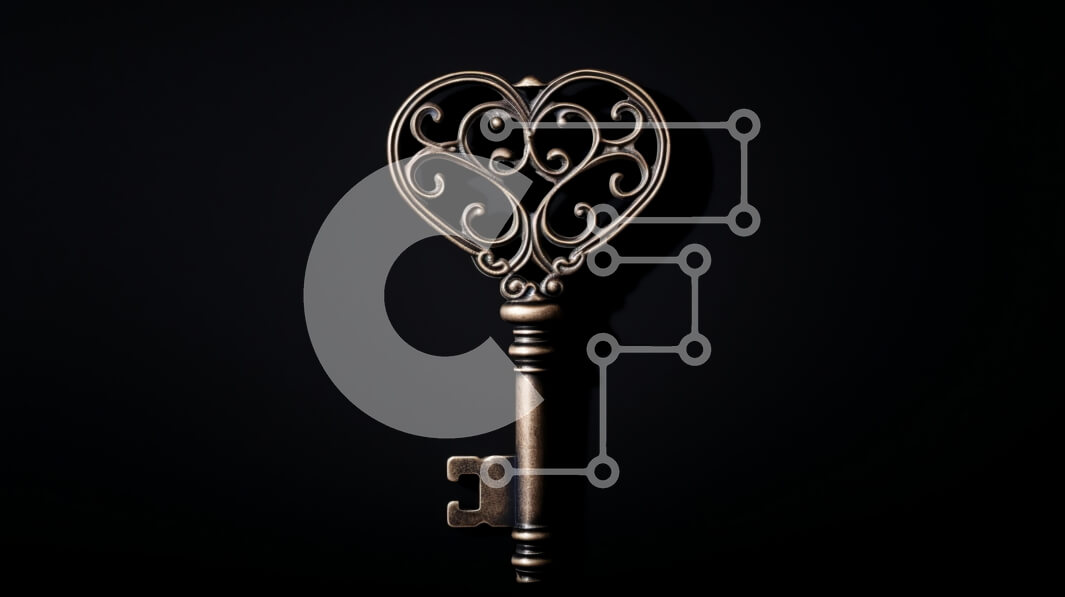 Intra Συλλεκτικό Ξύλινο Παζλ Plywood  4mm - Παλιό κλειδί σε σχήμα καρδιάς σε μαύρο φόντο Σε Ξύλινο Κουτί - Διαστάσεις: 10x10 cm – 25 κομμάτια