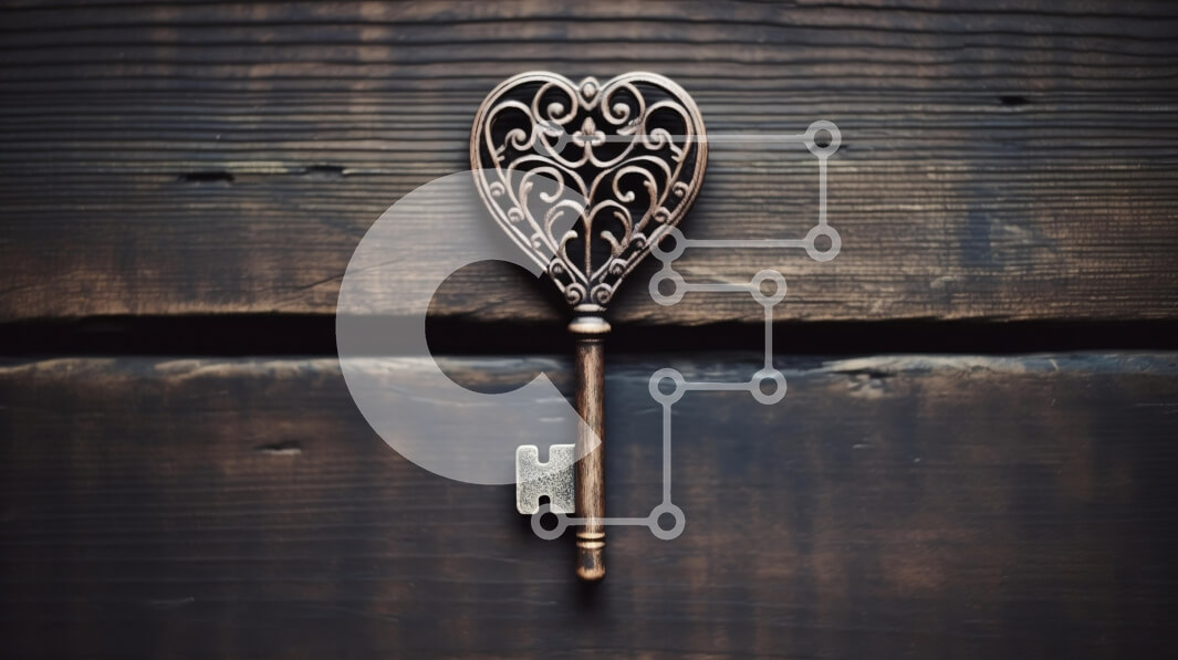 Intra Συλλεκτικό Ξύλινο Παζλ Plywood  4mm - Vintage κλειδί σε σχήμα καρδιάς σε ξύλινη επιφάνεια Σε Ξύλινο Κουτί - Διαστάσεις: 10x10 cm – 25 κομμάτια