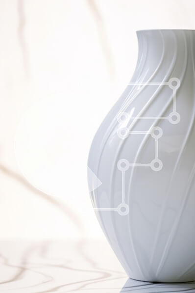 Intra Συλλεκτικό Ξύλινο Παζλ Plywood  4mm - Κομψό λευκό βάζο με στροβιλιζόμενα σχέδια Σε Ξύλινο Κουτί - Διαστάσεις: 10x10 cm – 25 κομμάτια