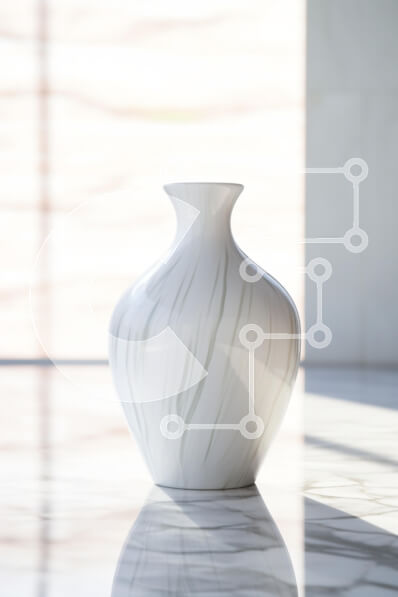 Intra Συλλεκτικό Ξύλινο Παζλ Plywood  4mm - Κομψό λευκό βάζο με μαρμάρινα σχέδια Σε Ξύλινο Κουτί - Διαστάσεις: 10x10 cm – 25 κομμάτια