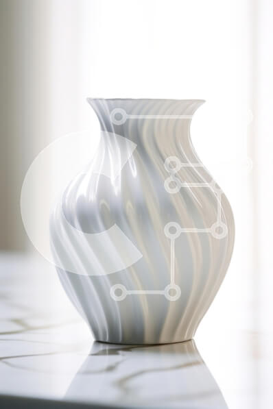 Intra Συλλεκτικό Ξύλινο Παζλ Plywood  4mm - Κομψό κυματιστό λευκό βάζο Σε Ξύλινο Κουτί - Διαστάσεις: 10x10 cm – 25 κομμάτια