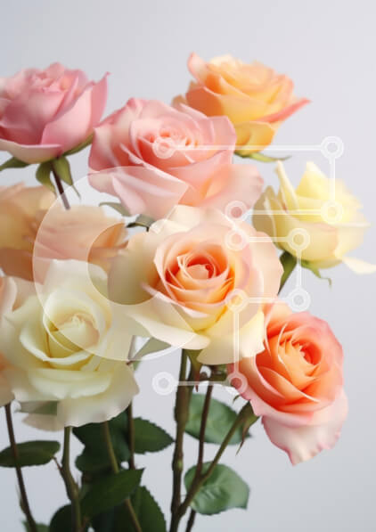 Intra Συλλεκτικό Ξύλινο Παζλ Plywood  4mm - Μπουκέτο με παστέλ τριαντάφυλλα Σε Ξύλινο Κουτί - Διαστάσεις Puzzle: 10x10 cm – 25 κομμάτια