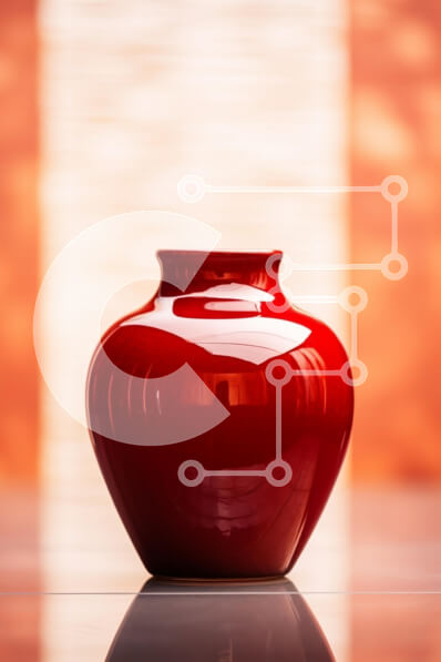 Intra Συλλεκτικό Ξύλινο Παζλ Plywood  4mm - Κομψό κόκκινο βάζο σε ανακλαστική επιφάνεια Σε Ξύλινο Κουτί - Διαστάσεις: 10x10 cm – 25 κομμάτια