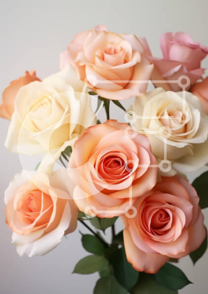 Intra Συλλεκτικό Ξύλινο Παζλ Plywood  4mm - Όμορφο μπουκέτο τριαντάφυλλα σε απαλά χρώματα Σε Ξύλινο Κουτί - Διαστάσεις Puzzle: 10x10 cm – 25 κομμάτια