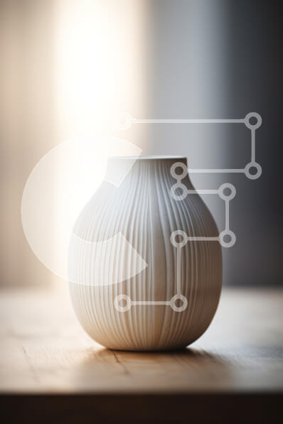 Intra Συλλεκτικό Ξύλινο Παζλ Plywood  4mm - Κομψό λευκό κεραμικό βάζο Σε Ξύλινο Κουτί - Διαστάσεις: 10x10 cm – 25 κομμάτια