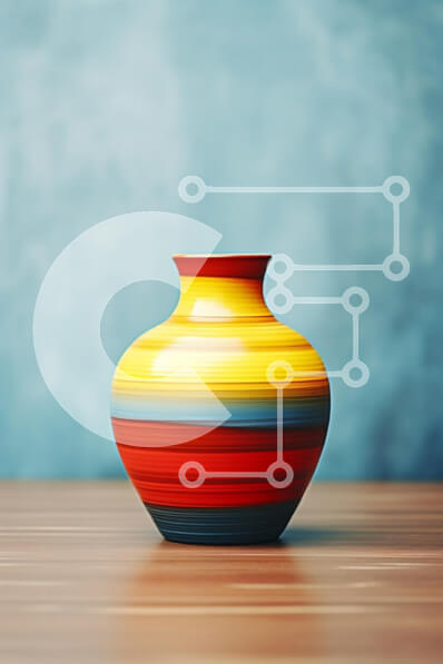 Intra Συλλεκτικό Ξύλινο Παζλ Plywood  4mm - Πολύχρωμο ριγέ κεραμικό βάζο Σε Ξύλινο Κουτί - Διαστάσεις: 10x10 cm – 25 κομμάτια