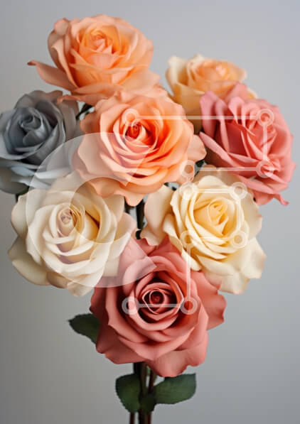 Intra Συλλεκτικό Ξύλινο Παζλ Plywood  4mm - Κομψή σύνθεση από τριαντάφυλλα σε απαλά χρώματα Σε Ξύλινο Κουτί - Διαστάσεις Puzzle: 10x10 cm – 25 κομμάτια