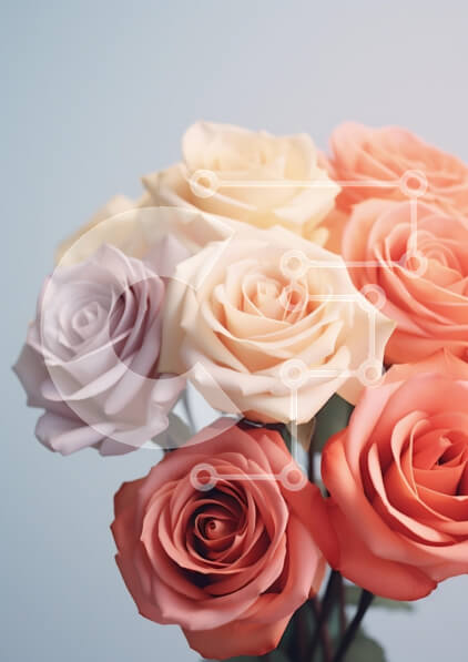 Intra Συλλεκτικό Ξύλινο Παζλ Plywood  4mm - Κομψή διάταξη από πολύχρωμα τριαντάφυλλα Σε Ξύλινο Κουτί - Διαστάσεις Puzzle: 10x10 cm – 25 κομμάτια