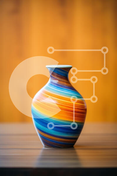 Intra Συλλεκτικό Ξύλινο Παζλ Plywood  4mm - Πολύχρωμο στροβιλιζόμενο βάζο σε ξύλινο τραπέζι Σε Ξύλινο Κουτί - Διαστάσεις: 10x10 cm – 25 κομμάτια