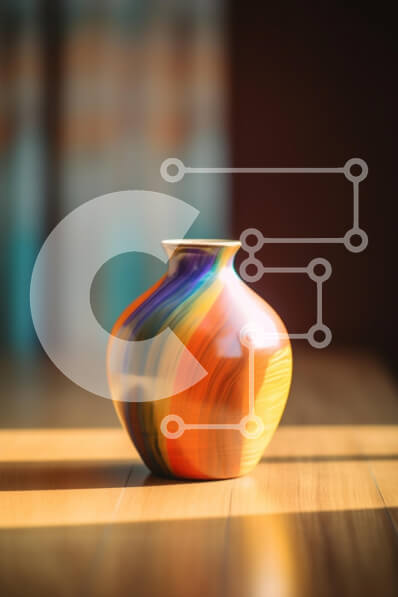 Intra Συλλεκτικό Ξύλινο Παζλ Plywood  4mm - Πολύχρωμο ριγέ βάζο Σε Ξύλινο Κουτί - Διαστάσεις: 10x10 cm – 25 κομμάτια