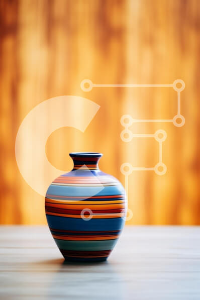 Intra Συλλεκτικό Ξύλινο Παζλ Plywood  4mm - Πολύχρωμο ριγέ βάζο σε μαλακό φόντο Σε Ξύλινο Κουτί - Διαστάσεις: 10x10 cm – 25 κομμάτια