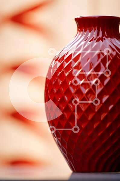 Intra Συλλεκτικό Ξύλινο Παζλ Plywood  4mm - Κομψό κόκκινο βάζο με διαμαντένιο σχέδιο Σε Ξύλινο Κουτί - Διαστάσεις: 10x10 cm – 25 κομμάτια