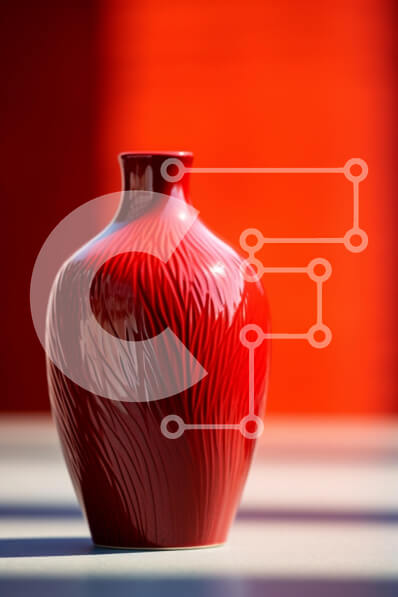 Intra Συλλεκτικό Ξύλινο Παζλ Plywood  4mm - Κομψό κόκκινο βάζο με σχέδια φύλλων Σε Ξύλινο Κουτί - Διαστάσεις: 10x10 cm – 25 κομμάτια