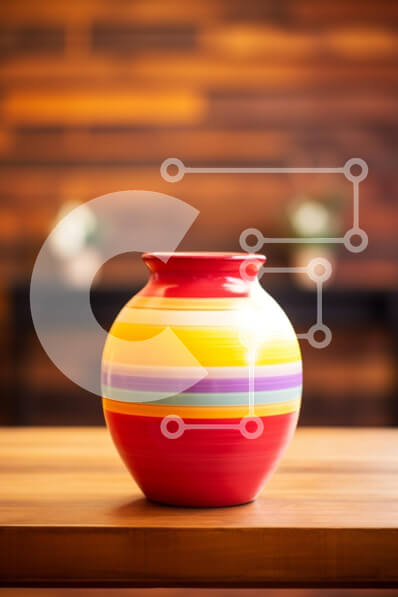 Intra Συλλεκτικό Ξύλινο Παζλ Plywood  4mm - Πολύχρωμο βάζο κεραμικής σε ξύλινο τραπέζι Σε Ξύλινο Κουτί - Διαστάσεις: 10x10 cm – 25 κομμάτια