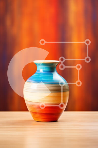 Intra Συλλεκτικό Ξύλινο Παζλ Plywood  4mm - Πολύχρωμο κεραμικό βάζο σε ξύλινη επιφάνεια Σε Ξύλινο Κουτί - Διαστάσεις: 10x10 cm – 25 κομμάτια