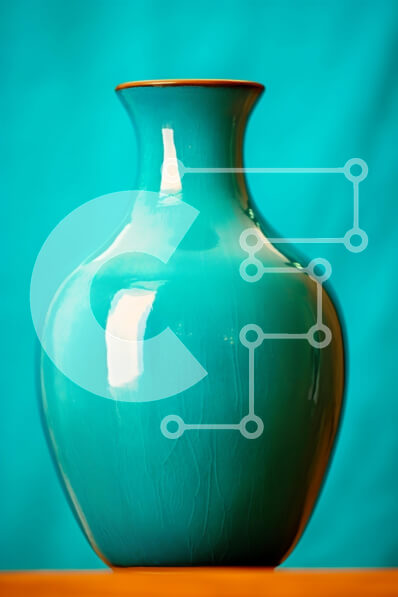 Intra Συλλεκτικό Ξύλινο Παζλ Plywood  4mm - Τυρκουάζ βάζο σε μπλε φόντο Σε Ξύλινο Κουτί - Διαστάσεις: 10x10 cm – 25 κομμάτια