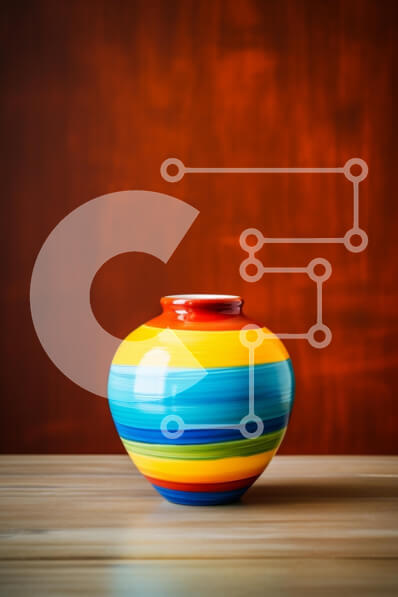 Intra Συλλεκτικό Ξύλινο Παζλ Plywood  4mm - Πολύχρωμο κεραμικό βάζο σε ξύλινη επιφάνεια Σε Ξύλινο Κουτί - Διαστάσεις Puzzle: 10x10 cm – 25 κομμάτια