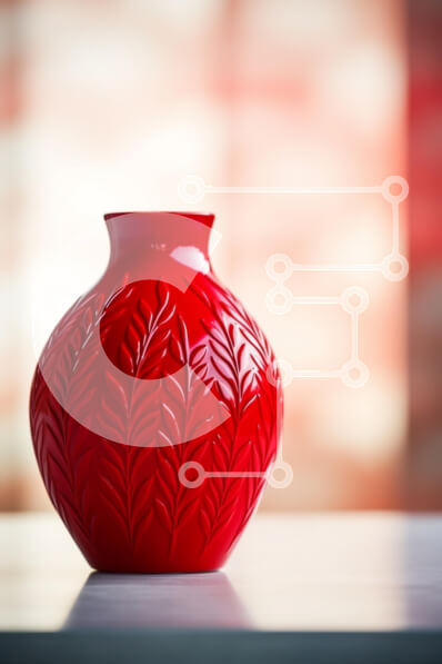 Intra Συλλεκτικό Ξύλινο Παζλ Plywood  4mm - Κόκκινο ανάγλυφο βάζο στο τραπέζι Σε Ξύλινο Κουτί - Διαστάσεις: 10x10 cm – 25 κομμάτια